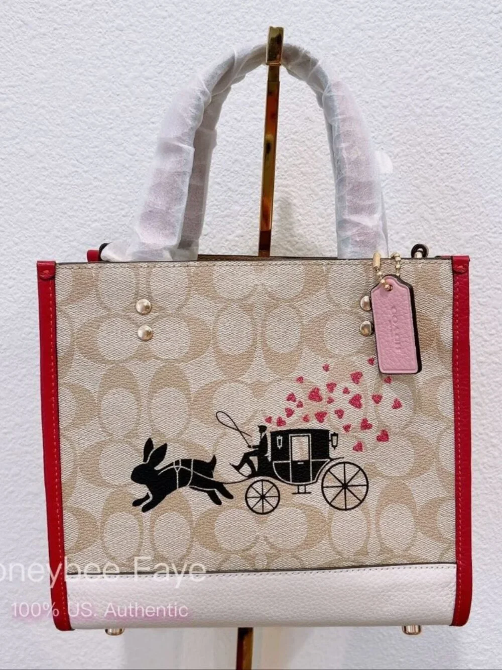 NWT Coach Lunar New Year Dempsey Tote 22 In Signature Canvas With Rabbit